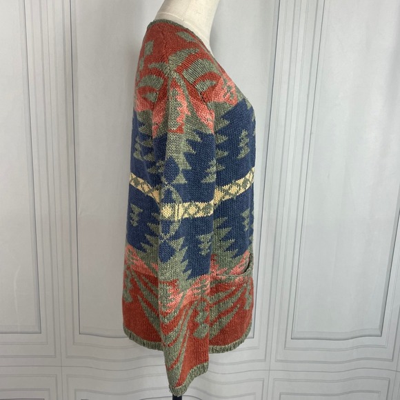 Ralph Lauren RLR-Hand-Knit-Western/Southwestern-Sweater Cardigan-Petite Large - Picture 3 of 16